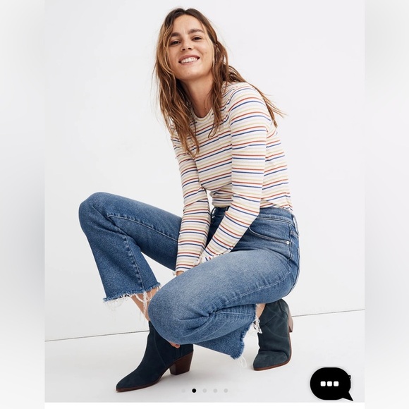 Madewell Cali demi boot jeans medium wash raw hem - Picture 9 of 12